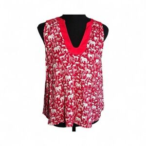 Maeve anthropologie animal print top Tank Red White Sz 8